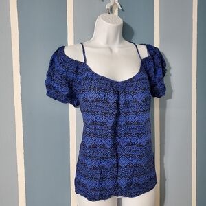 one clothing Blue Patterned Off-Shoulder Camisole
